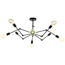 lampada da soffitto Exmoor, lampada da soffitto a 8 luci, vintage, industriale, retrò, lampada da soggiorno in acciaio nero, lampada da cucina, en oferta