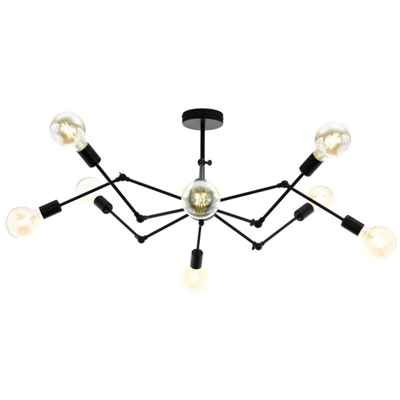 lampada da soffitto Exmoor, lampada da soffitto a 8 luci, vintage, industriale, retrò, lampada da soggiorno in acciaio nero, lampada da cucina,