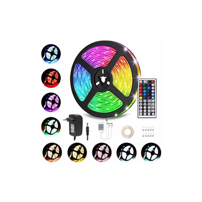Striscia LED 5 m 5050 RGB dimmerabile, striscia con telecomando IR a 44 chiavi, striscia luminosa 20 colori e 8 modalitÃ per illuminazione della