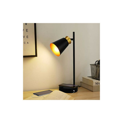 lampada da tavolo a LED nera con oro, lampada da tavolo vintage girevole, porta USB, 10 W, ricarica rapida senza fili, cavo da 1,6 m, lampada da en oferta