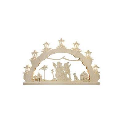 Arco luminoso 'Bambini costruire pupazzo di neve', 7 luci - Weigla