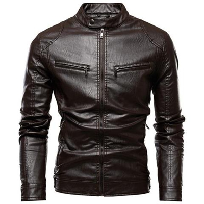 Giacca Da Uomo Autunnale, Abiti Sportivi Da Uomo Con Colletto Alla Coreana In Pelle Pu Slim Retrò Invernale, Cappotto Bomber [ ddt77coffee / Xs]