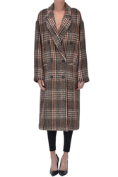 Checked print double-breasted coat precio