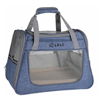 Borsa per animali domestici Grande finestra laterale in maglia trasparente viaggiare una borsa per animali domestici borsa portatile borsa gatto blu