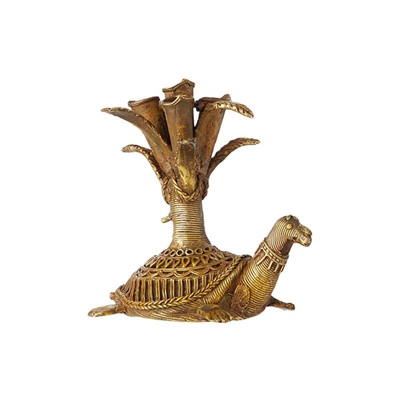 Esotica India Vastu tartaruga con piccolo supporto per candela, giallo, 15 x 10 x 8 cm