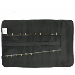 Kit utensili ad avvolgimento nero con fibbia regolabile, 22 scomparti e manico in gomma, materiale di spessore impermeabile 1680D e borsa di características