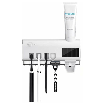 Pennello denti UV Holder Solar Energy Sterilizzatore automatico Sterilizzatore Carico Dentifricio Distributori Home Accessori da bagno (Bianco)