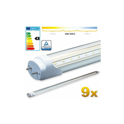 LEDVero 9x SMD LED Tubo 120cm Certificazione TÃ?V Bianco neutro - Tubo fluorescente T8 G13 - Cover trasparente 18 W, 1800 Lumen- pronto per precio