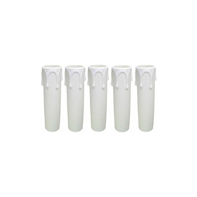 AMBROS® - Portalampada/candela di cristallo E14, 100 mm, in plastica, colore: bianco