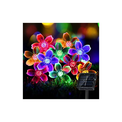 catena di luci solari per esterni, 7 m, 50 LED, a forma di fiore, 8 modalitÃ , impermeabilitÃ IP65, per giardino, alberi, terrazza, Natale,