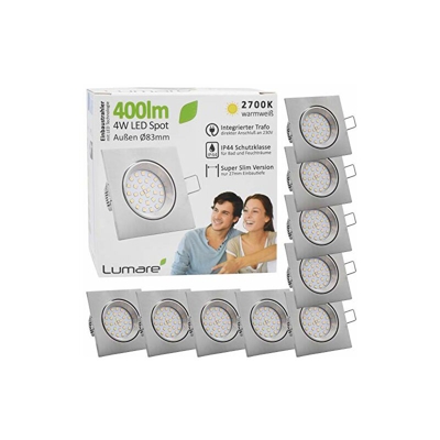 9x Faretto da incasso a LED grado di protezione IP44 ultrapiatto 4W 400 lm 230V (lampadina sostituibile) orientabile a 30Â° calda luce bianca per