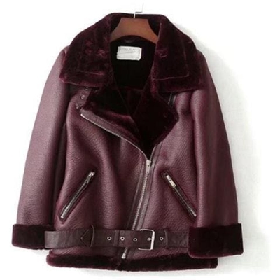 La Pelle Di Pecora Invernale Addensare Il Cappotto Di Pelliccia In Ecopelle [ borgogna / L]