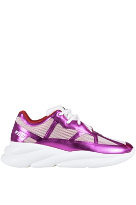 Metallic effect eco-eather and techno fabric sneakers