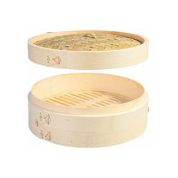 Pentola a vapore Bamboo, diametro a vapore di bambù da 24 cm (1 * gabbia + 1 * copertura) Riso cotto a vapore, vapore Xiaolongbao, bambù naturale en oferta
