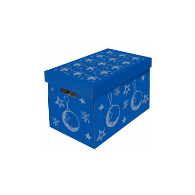 Nips 119201142 - Scatola per le decorazioni natalizie, con separatori interni variabili su 3 livelli, 27,5 x 46,5 x 29,5 cm, colore: Blu/Argento