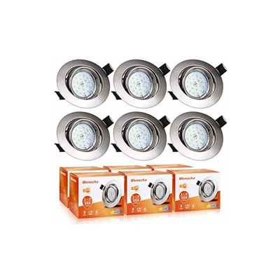 Faretti da incasso a LED, 6 faretti da incasso, 230 V, orientabili, con 6 faretti da 5 W GU10, 3000 K, luce bianca calda, 550 lm, sostituisce 50 W,