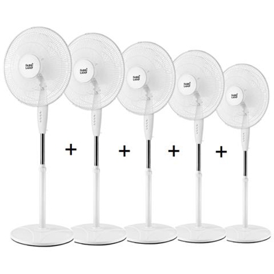 Cinque Ventilatori A Piantana, Arifi, 40w, Bianchi, Metallo E Policarbonato Bianco, Lba Home.