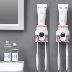 Perle Rareit - Distributore del supporto del dentifricio della spazzola dei denti 2pcs Denti dentifricio, supporto a parete, set di accessori da en oferta