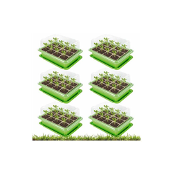 ODOMY Set di 6 mini serre da interni, in plastica, 12 fori, ideale per la coltivazione di piante sementi, mini serre en oferta