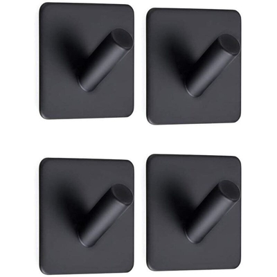 Perle Rareit - 4 pezzi, asciugamano autoadesivo all'uncinetto, nero, asciugamano autoadesivo all'uncinetto con bagno e cucina cappotto in acciaio