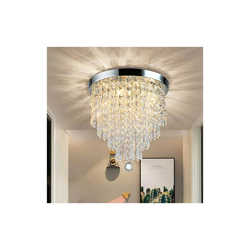 DLLT Lampadario moderno in cristallo K9 con design elegante, rotondo, acrilico, 4 portalampada, bella lampada da soffitto per corridoio, soggiorno, precio