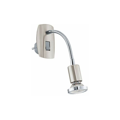 Faretto a presa MINI 4, lampada da presa a 1 punto luce, lampada da presa in acciaio, colore: nichel opaco, cromo, presa: GU10, incl. interruttore e