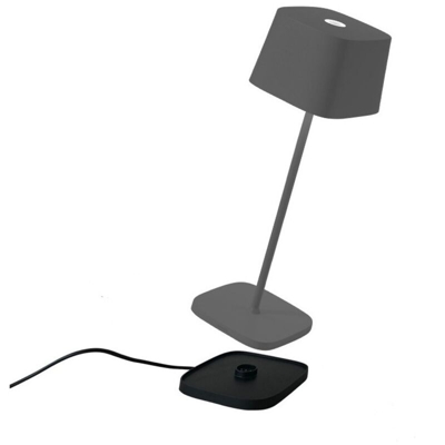 Zafferano Ofelia Pro Lampada LED Dimmerabile da Tavolo in Alluminio, Base di Ricarica a Contatto, Protezione IP65, Uso Interno/Esterno, H29cm, Plug