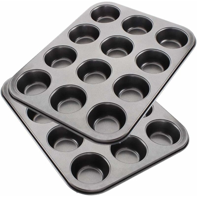 Set di 2 teglie antiaderenti per 12 muffin | stampo per muffin, stampo per cupcake, stampo per brownie - Litzee