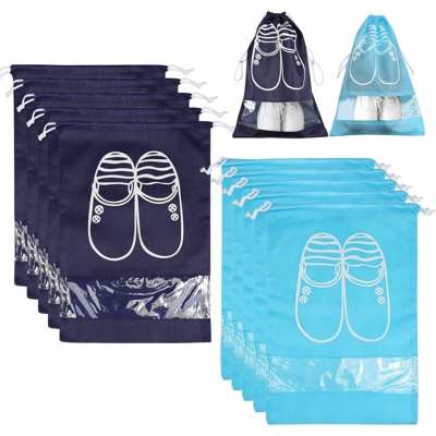 LITZEE 10 Borsa per scarpe Borsa per scarpe Borsa per scarpe Borsa per scarpe Borsa per la cura delle scarpe Borsa da viaggio (grande, 5 * blu e 5 *