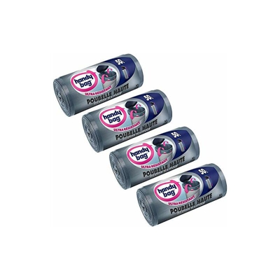 4Â rotoli di 10Â sacchetti pattumiera 50Â L, per pattumiere alte, fissaggio elastico, Ultra Resistente, antigoccia, 47Â x 85Â cm, Grigio scuro, opaco