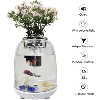 modelli argentati guscio inferiore bianca, 5.5L mini desktop acquario