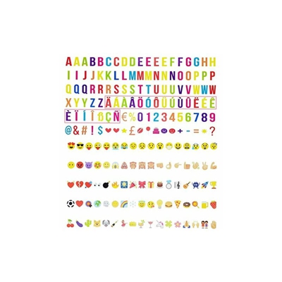 199 lettere, numeri, emoticon multicolore, per scatola luminosa, formato A4, A3, A5 (senza scatola luminosa).