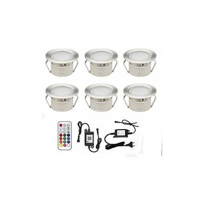 Set di 10 faretti a LED per terrazza interrata, DC 12 V, 1 W, IP67 Ã? 45 mm, lampada da esterno, decorazione per sentieri, scale, piscina, colore: