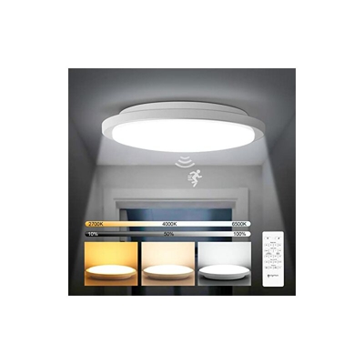 Lampada da Soffitto a LED da 18W, con sensore di movimento, 1800LM, Dimmerabile con Telecomando, funzione di memoria, IP54, per garage, bagno, scale,