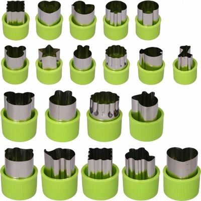 Set di 20 formine per biscotti in acciaio inossidabile, formine per biscotti con manico antiscivolo per torte, biscotti, verdure, uso professionale.