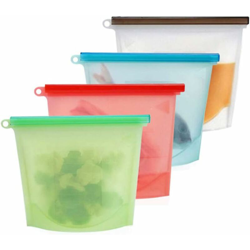 LITZEE Borsa per alimenti in silicone riutilizzabile, frutta, verdura, carne (confezione da 4) características