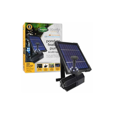 Liberty 200 - Pompa per laghetto a energia solare con luce LED - Blagdon