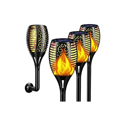 lampada solare da giardino, 96 LED, lampada solare da giardino, lampada solare con effetto fiamma, impermeabile IP65, per terrazze, prati e vialetti