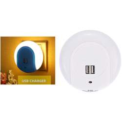 Luce notturna LED con sensore crepuscolare caricabatterie due porte USB XC-016 características