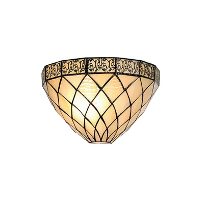 5LL-1138 - Lampada da parete Tiffany filigrees naturale beige completamente 30 x 15 cm / 1 x E14 max 40 W vetro decorativo fatto a mano stile retrò