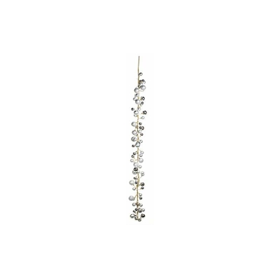 RIF. 28522 Ghirlanda di Palline opache/Lucide Argento con 30 luci (Senza batterie) 180 cm. 1 Pezzo, PVC/LED, Taglia Unica. - Eurocinsa