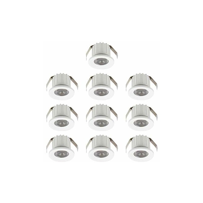 PACK 10 MINI SPOT LED 3W, Led dimmerabile 300lumen, faretto led luce fredda 6000K, ang 30°, �35x25mm, alimentato diretto 230V, 5 scatola da 2 spot,