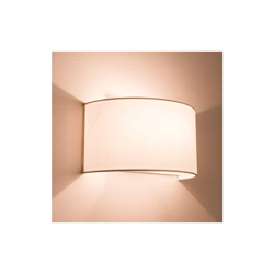 1130 - Lampada da parete con interruttore, Paralume in tessuto semicircolare, Compatibile LED, 1xE27, Bianco (avorio) - Harper Living en oferta