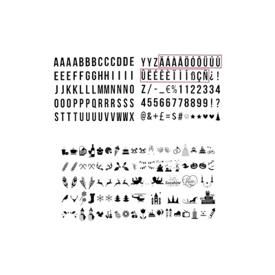 210 lettere, numeri, emoji decorative per scatola luminosa A3, A4, A5, senza scatola.