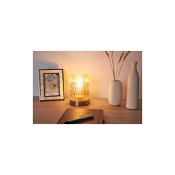 Pauleen 48126 Crystal Elegance Lampada Max. 25W E27 Vetro/Ambra apparecchio di Illuminazione da Tavolo 230 V, Ambrato, Ottone en oferta