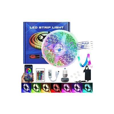 Striscia LED RGB da 5 m, Smart LED, controllabile tramite app e telecomando, sincronizzazione musicale, con Alexa e Google Assistant, per casa,