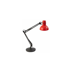 Alba - Lampada da scrivania Archicolor R1, colore: rosso, lampada architecte, lampada articolata, lampada da scrivania con base e pinza características