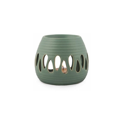 Lampada profumata in ceramica 'Simlpe', colore verde, altezza 8 cm - Pajoma