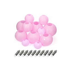 Lanterna di carta da 12 pezzi 15/20/25/30 cm, rotonda, paralume | Decorazione per matrimoni | Lanterna di carta con 12 mini luci LED (rosa, rosso precio