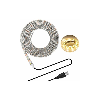 Striscia di illuminazione LED, retroilluminazione TV USB 16.4Ft/5 m LED per TV HD da 40-90 pollici, bianco caldo